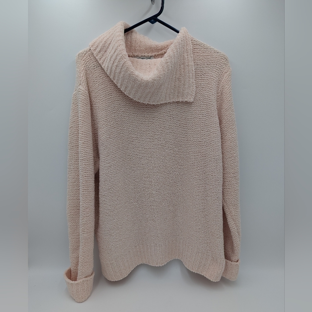 Coldwater Creek Chenille Cowl Neck Plush Knit Sweater Pullover Pastel Pink XXL